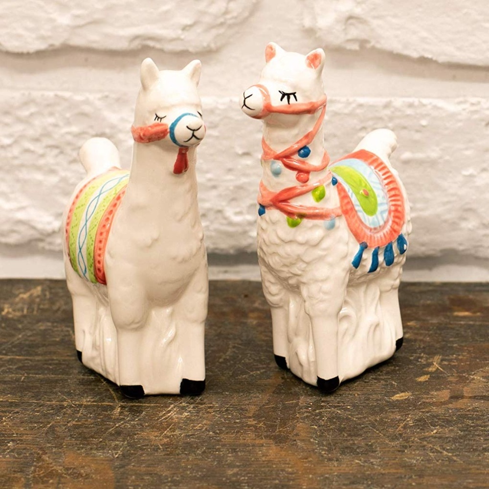 New Ceramic Llama Salt & Pepper Shakers Set
